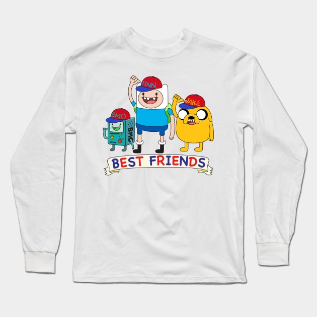 Finn Jake BMO Best Friends Long Sleeve T-Shirt by Plushism